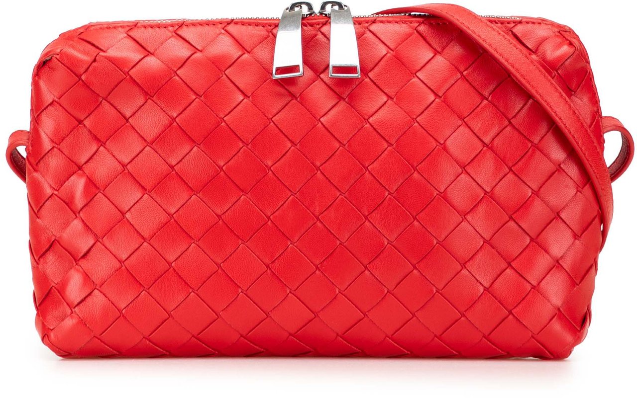 Bottega Veneta Nappa Intrecciato Crossbody Rood