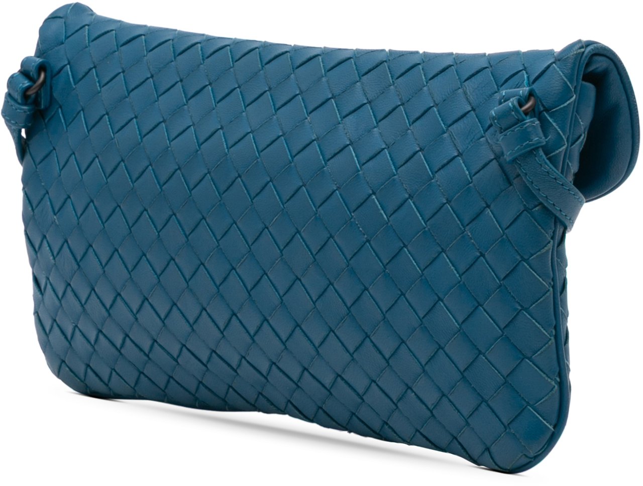 Bottega Veneta Mini Nappa Intrecciato Turn Lock Crossbody Blauw