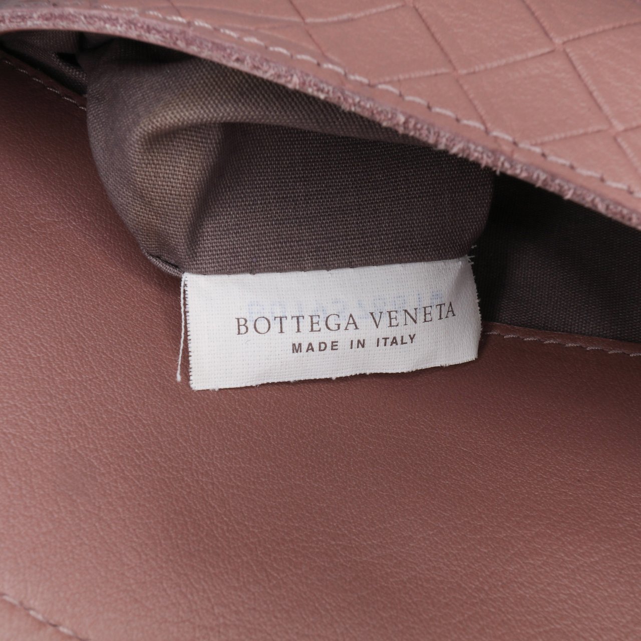 Bottega Veneta Small Calfskin Intrecciomirage Embossed Butterfly Chain Crossbody Roze