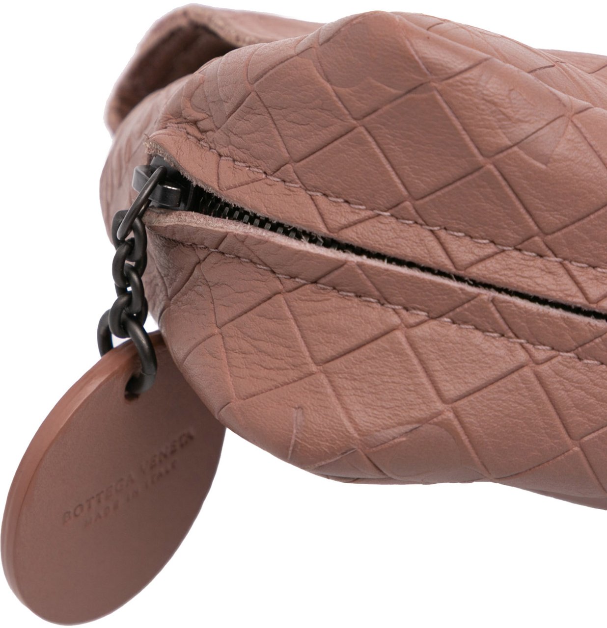 Bottega Veneta Small Calfskin Intrecciomirage Embossed Butterfly Chain Crossbody Roze