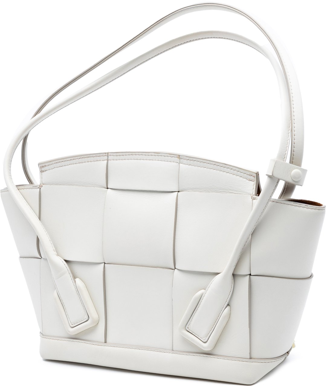 Bottega Veneta Small Calfskin Maxi Intrecciato Arco Satchel Wit