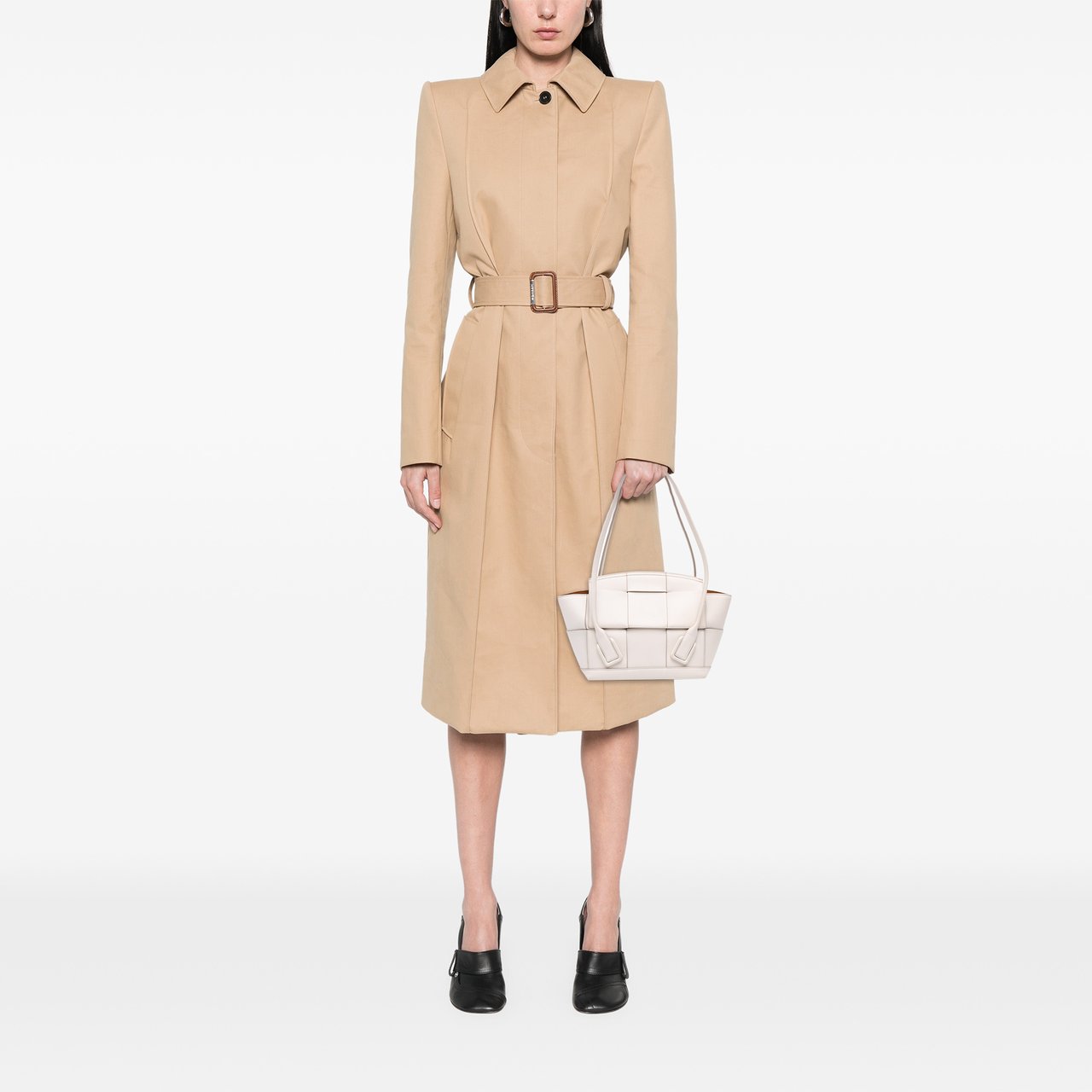 Bottega Veneta Small Calfskin Maxi Intrecciato Arco Satchel Wit