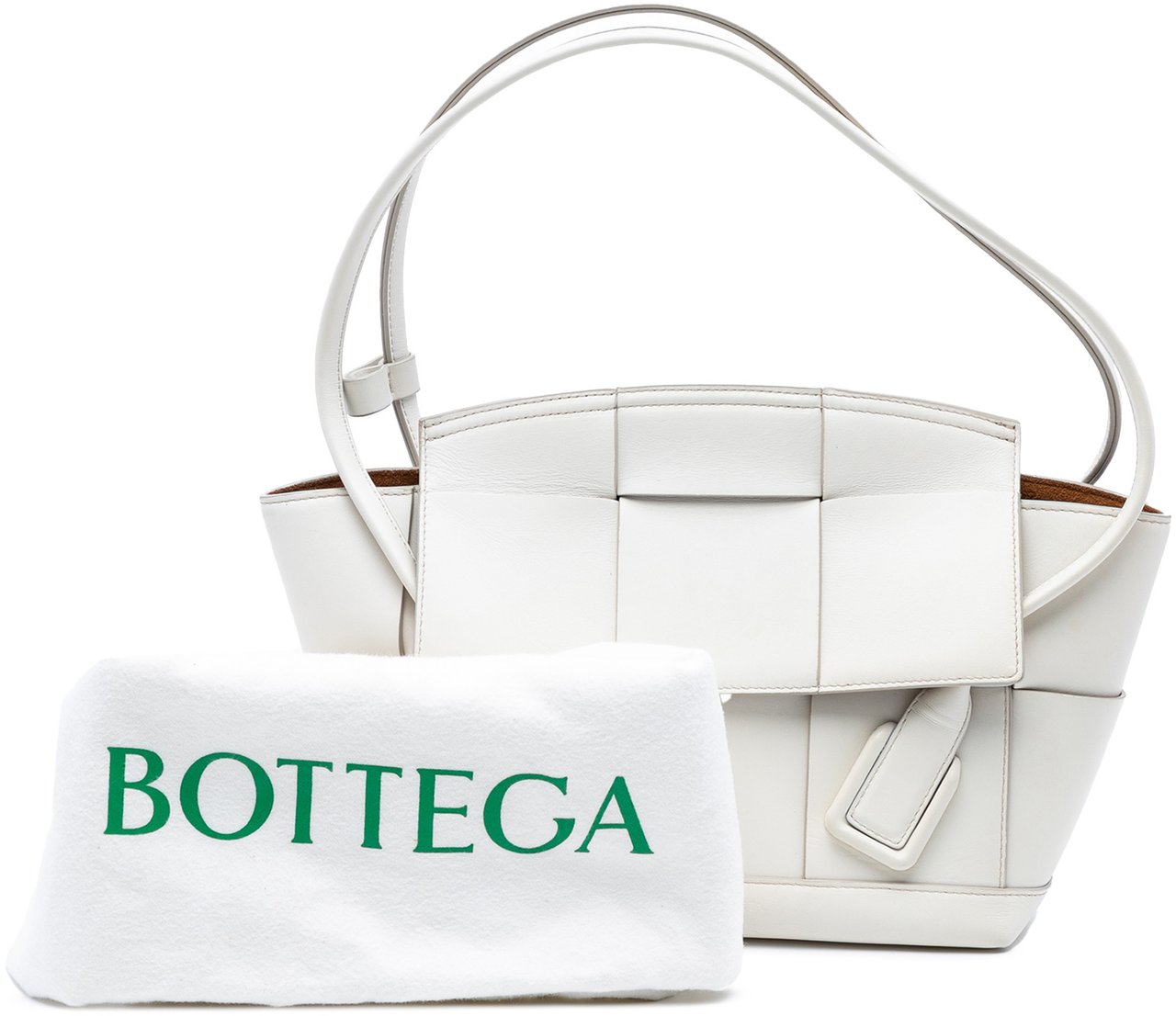 Bottega Veneta Small Calfskin Maxi Intrecciato Arco Satchel Wit