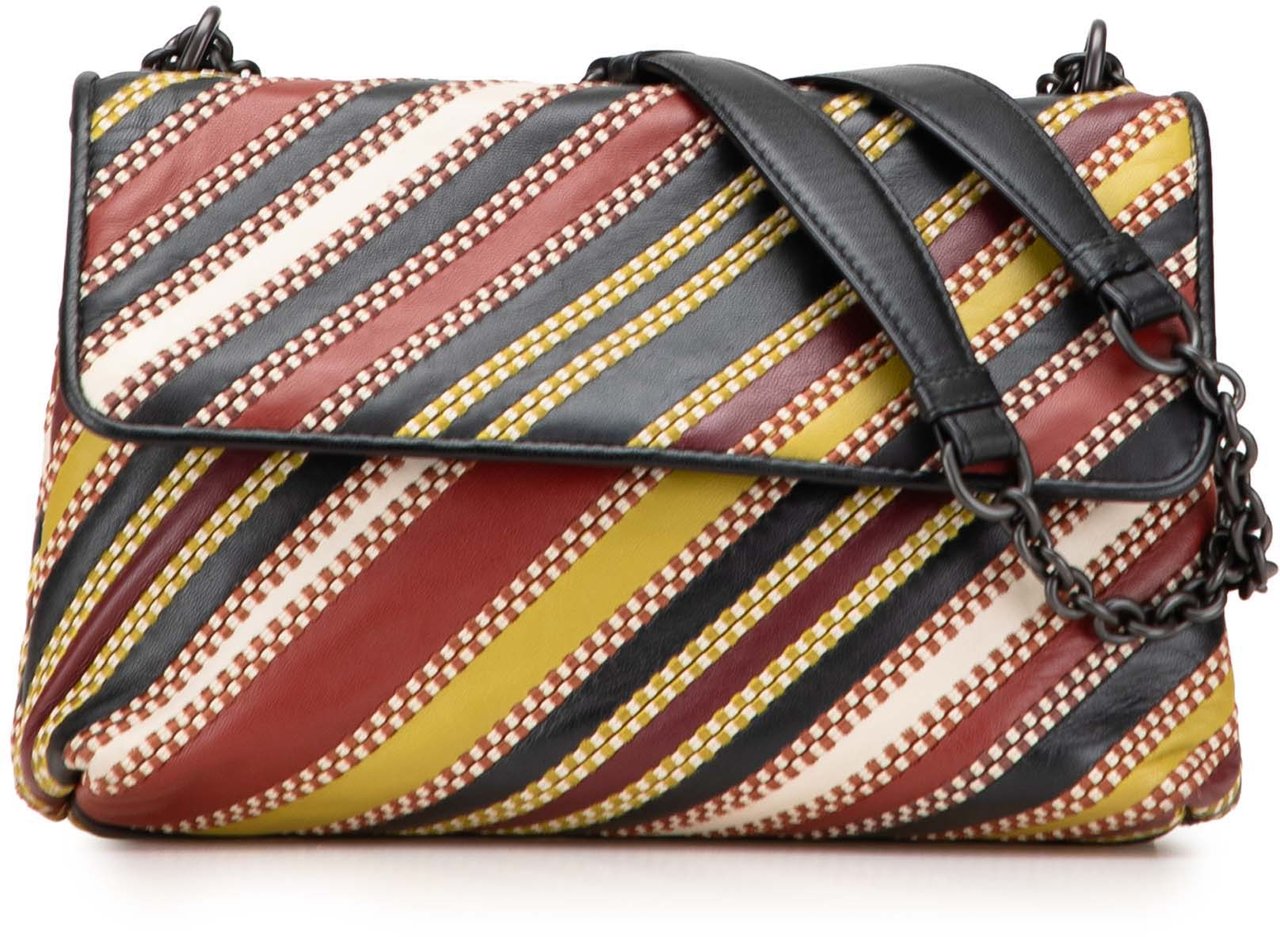 Bottega Veneta Small Leather Embroidered Stripe Olimpia Shoulder Bag Rood