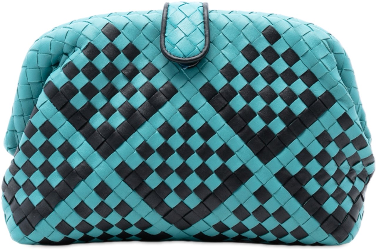 Bottega Veneta Bicolor Nappa Intrecciato The Lauren 1980 Clutch Blauw