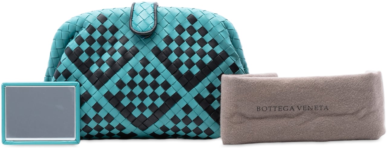 Bottega Veneta Bicolor Nappa Intrecciato The Lauren 1980 Clutch Blauw