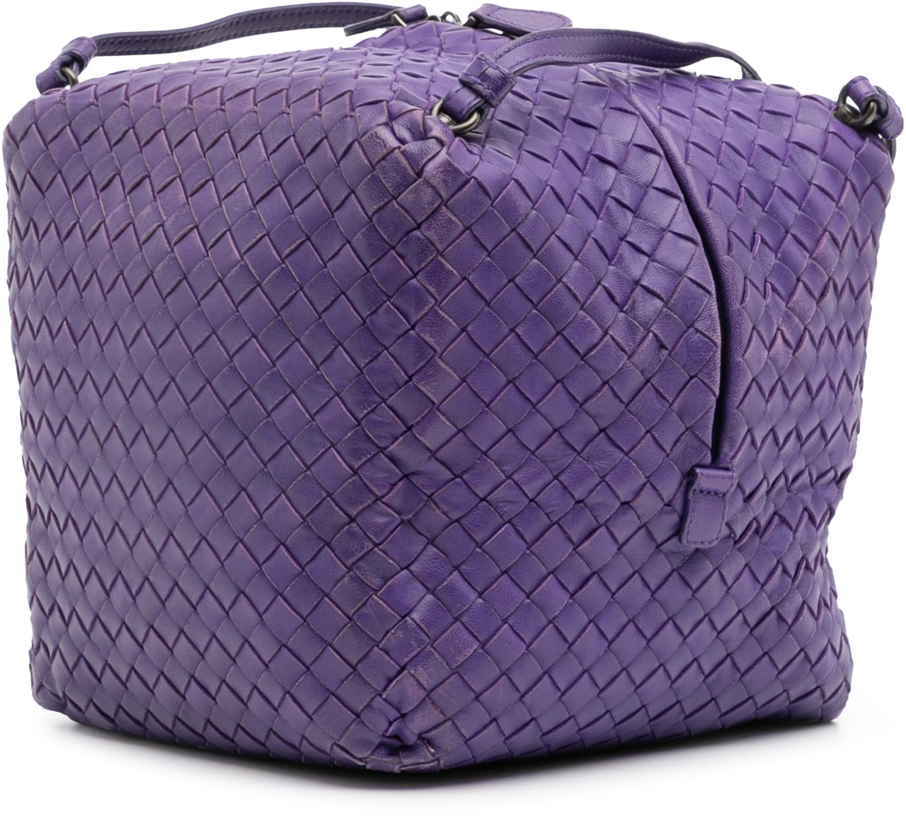 Bottega Veneta Nappa Intrecciato Cube Crossbody Paars