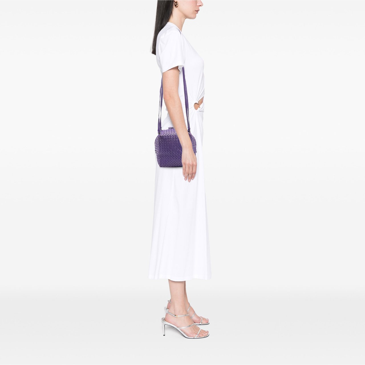 Bottega Veneta Nappa Intrecciato Cube Crossbody Paars