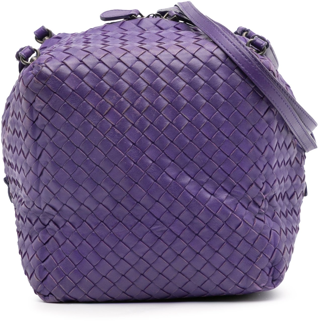 Bottega Veneta Nappa Intrecciato Cube Crossbody Paars
