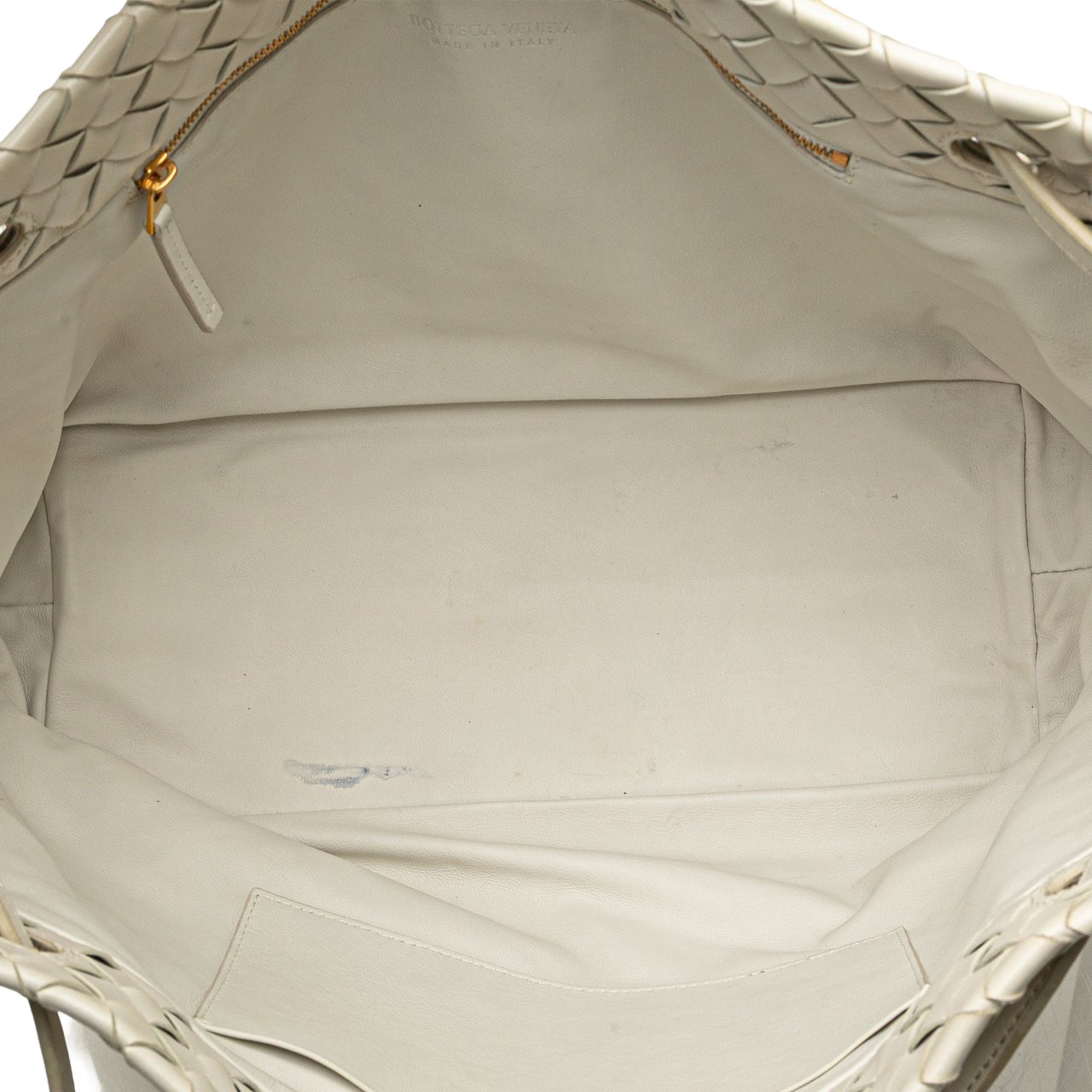 Bottega Veneta Lambskin Intrecciato Tote Wit