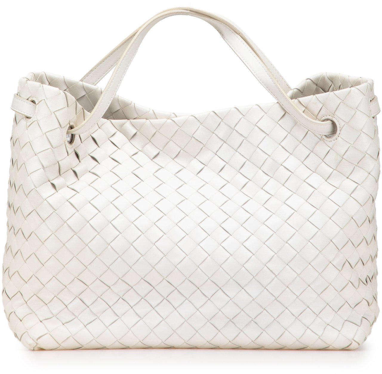 Bottega Veneta Lambskin Intrecciato Tote Wit
