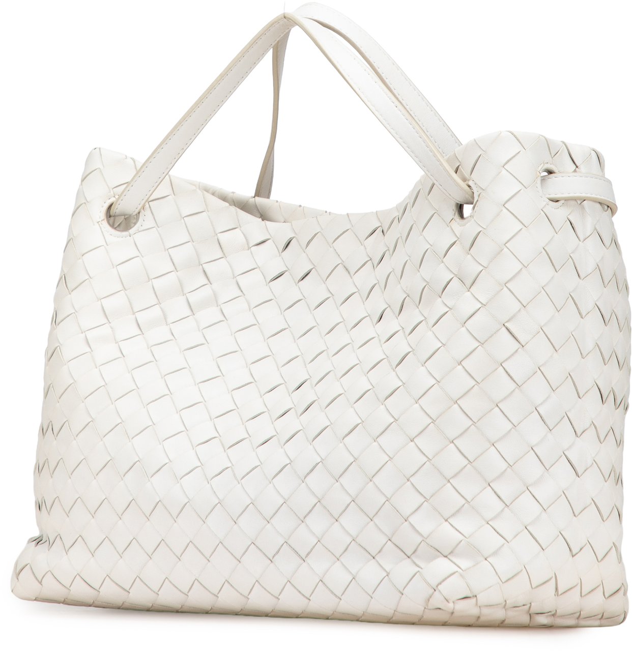 Bottega Veneta Lambskin Intrecciato Tote Wit