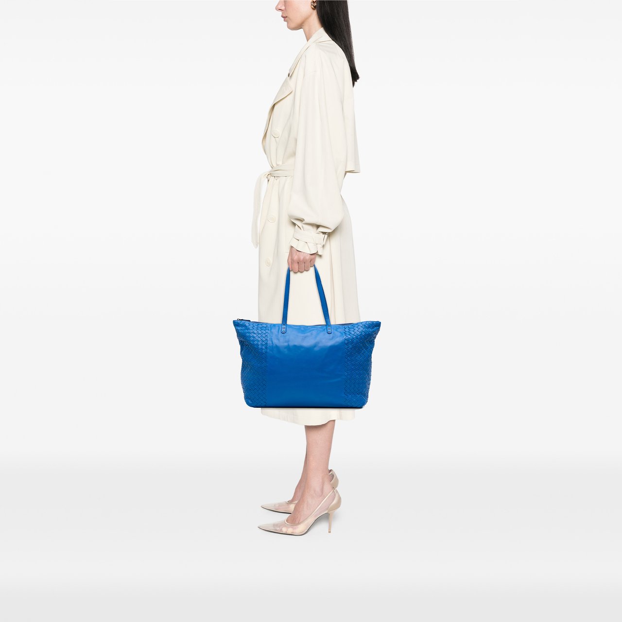 Bottega Veneta Intrecciato Trimmed Nappa Tote Blauw