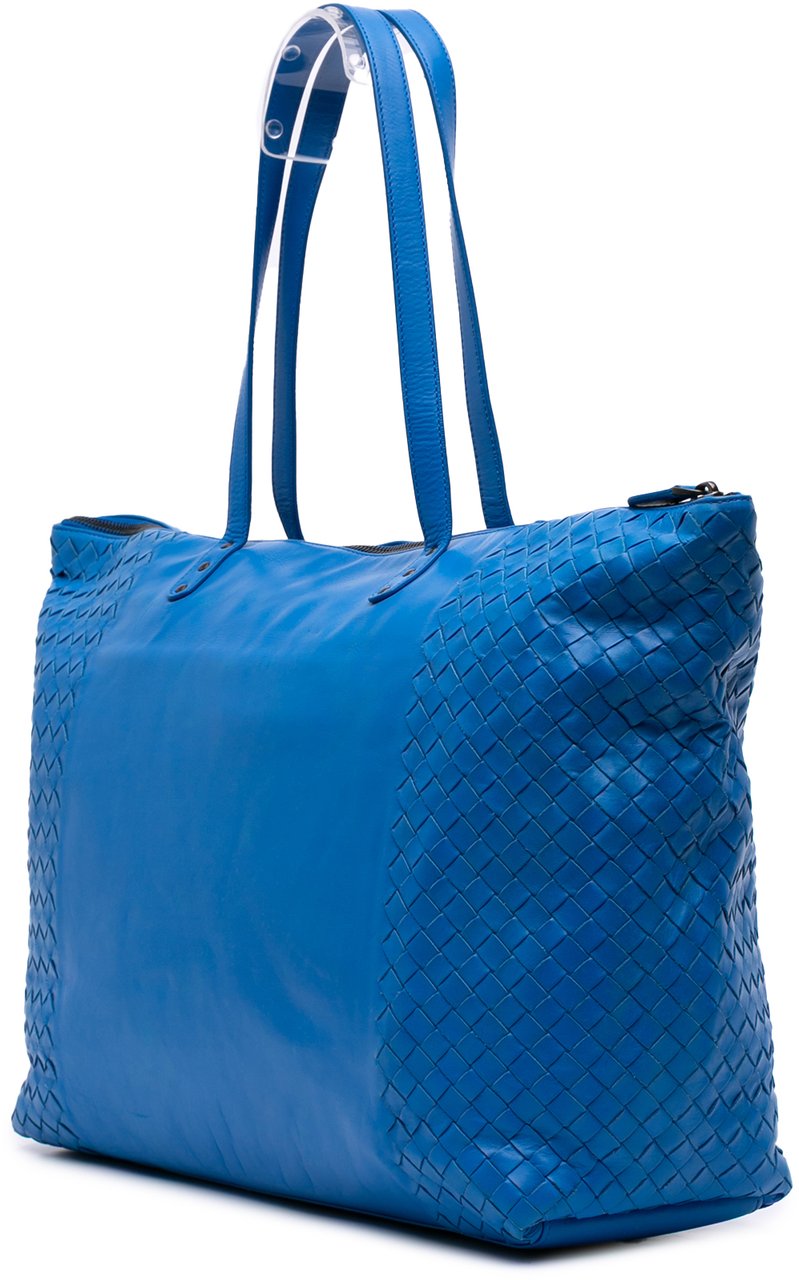 Bottega Veneta Intrecciato Trimmed Nappa Tote Blauw