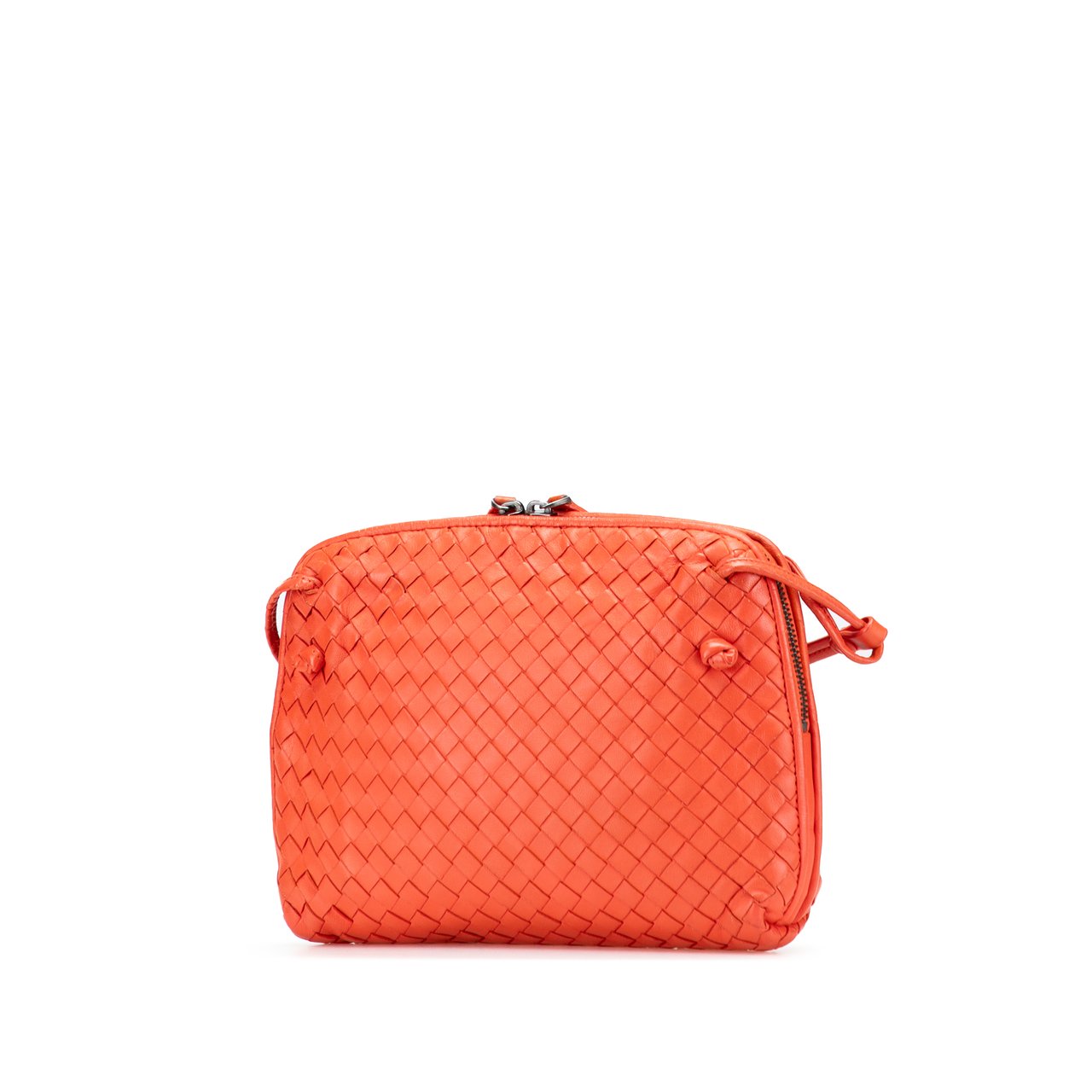 Bottega Veneta Nappa Intrecciato Nodini Crossbody Oranje