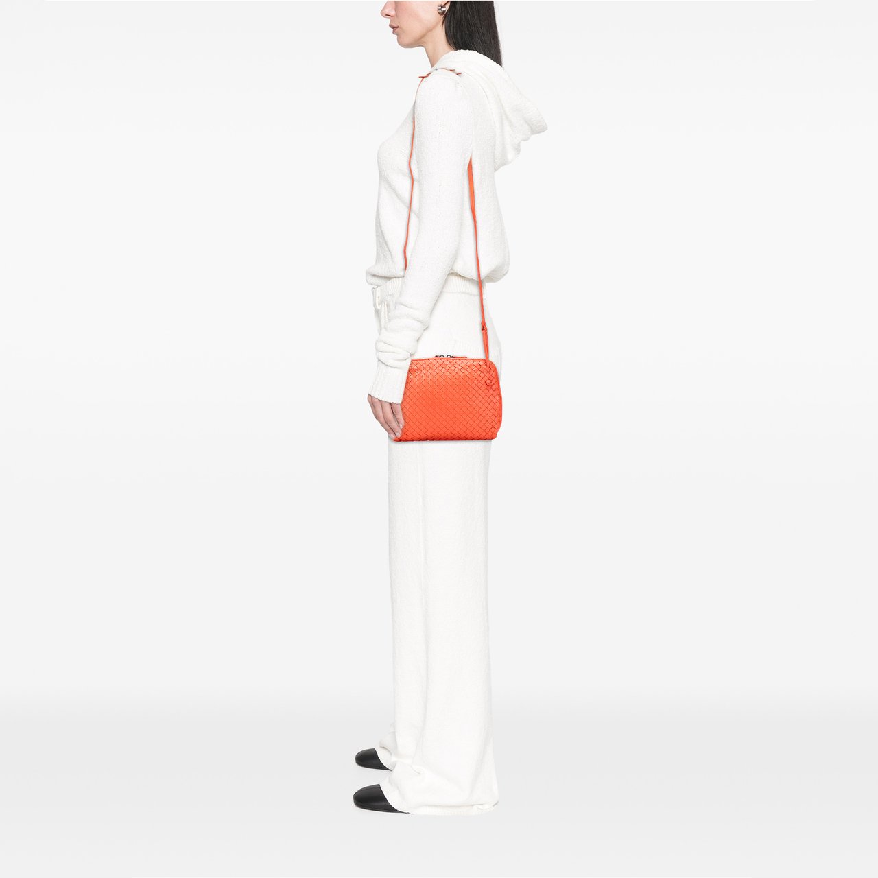 Bottega Veneta Nappa Intrecciato Nodini Crossbody Oranje