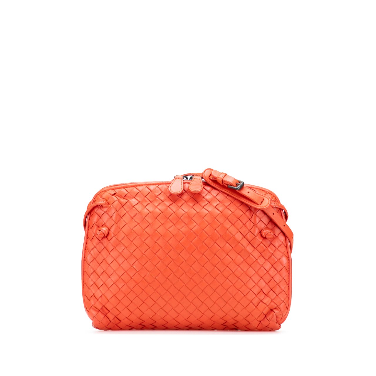 Bottega Veneta Nappa Intrecciato Nodini Crossbody Oranje