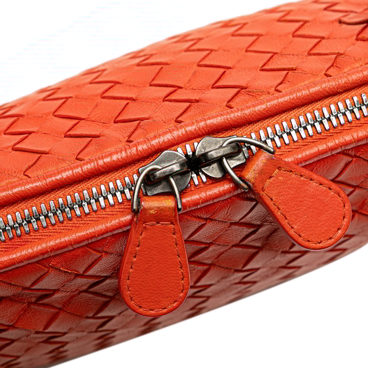 Bottega Veneta Nappa Intrecciato Nodini Crossbody Oranje