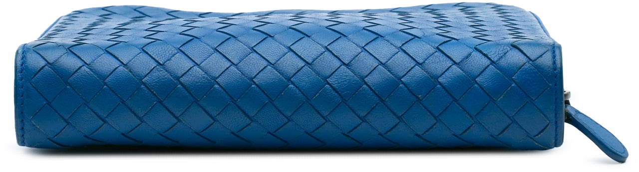 Bottega Veneta Nappa Intrecciato Zip Around Wallet On Chain Blauw