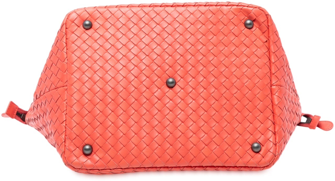 Bottega Veneta Nappa Intrecciato Zip Tote Rood