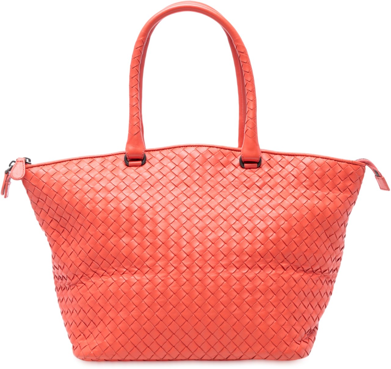 Bottega Veneta Nappa Intrecciato Zip Tote Rood