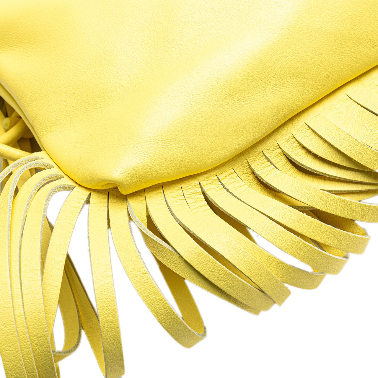 Bottega Veneta Nappa The Fringe Pouch Geel