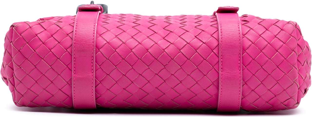 Bottega Veneta Nappa Intrecciato Flap Satchel Roze