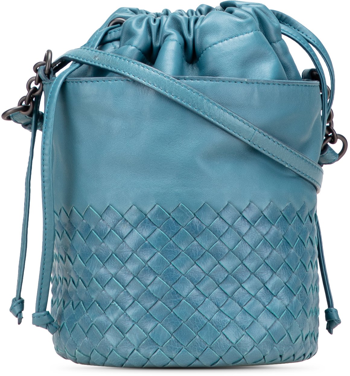 Bottega Veneta Nappa Intrecciato Bucket Blauw