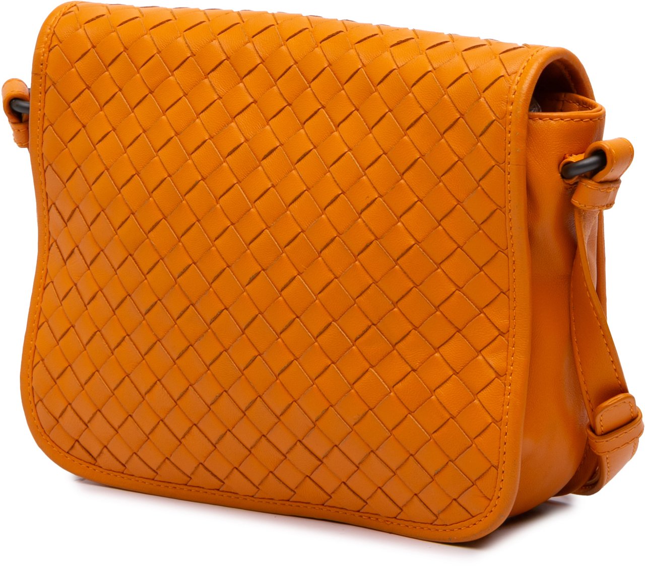 Bottega Veneta Nappa Intrecciato Flap Crossbody Oranje
