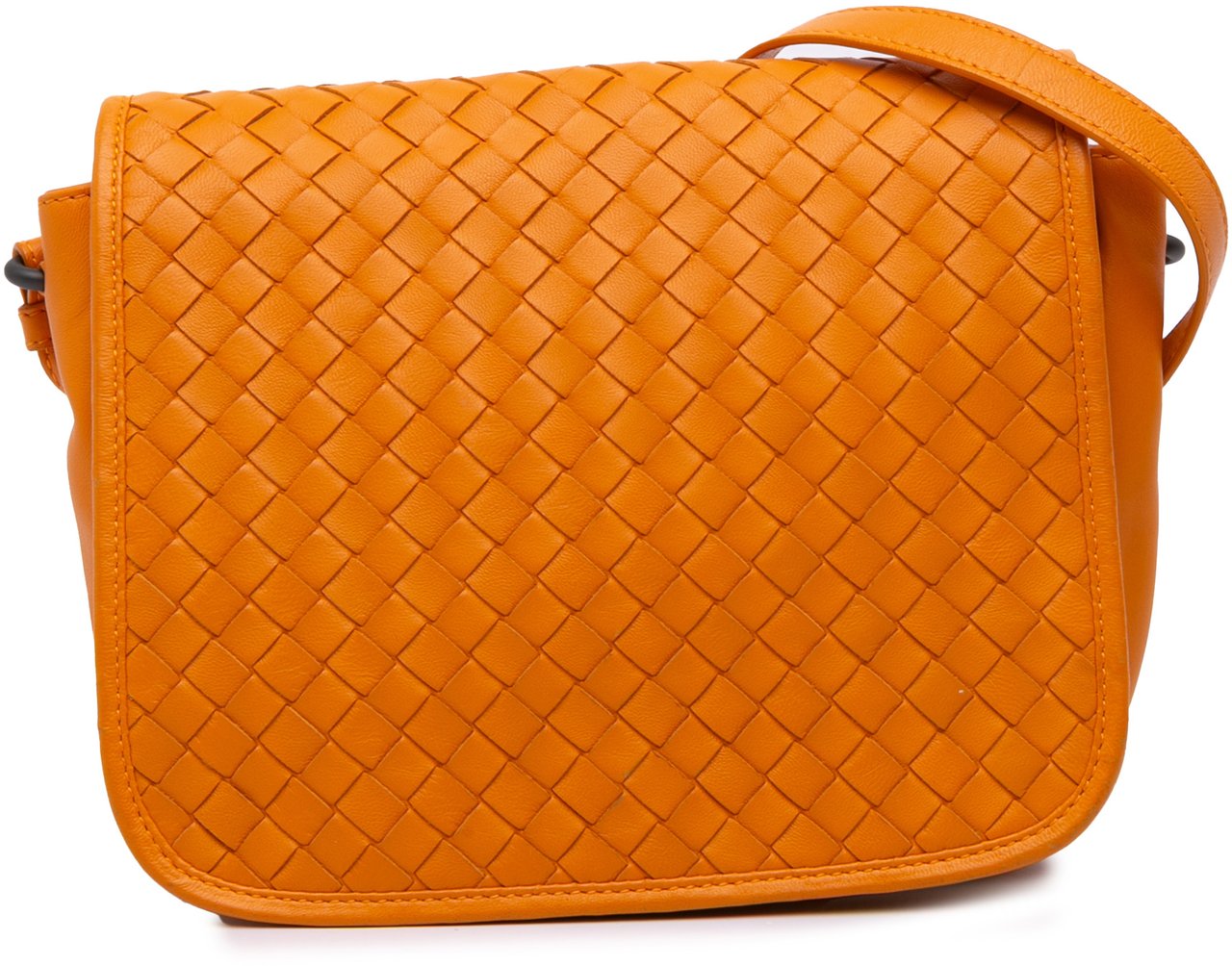Bottega Veneta Nappa Intrecciato Flap Crossbody Oranje