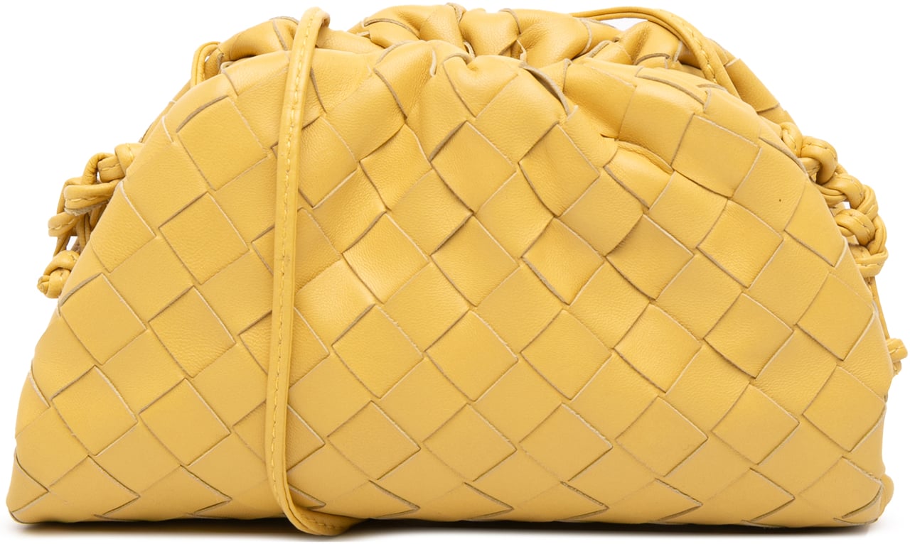 Bottega Veneta Nappa Intrecciato The Mini Pouch Crossbody Geel