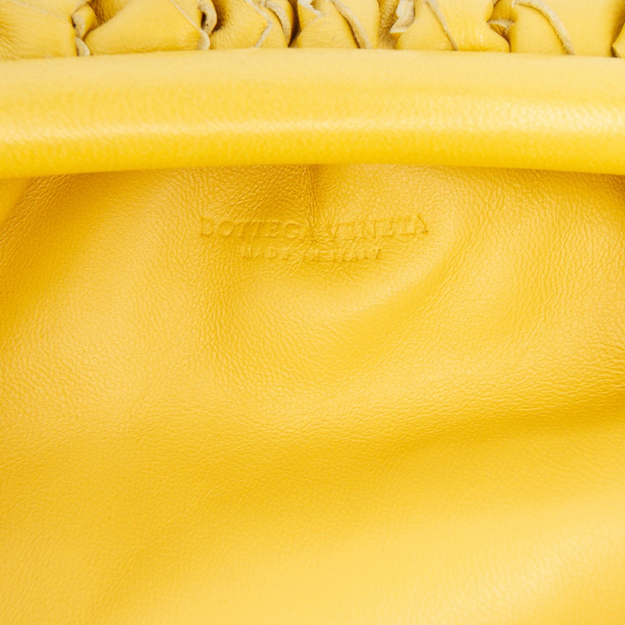 Bottega Veneta Nappa Intrecciato The Mini Pouch Crossbody Geel