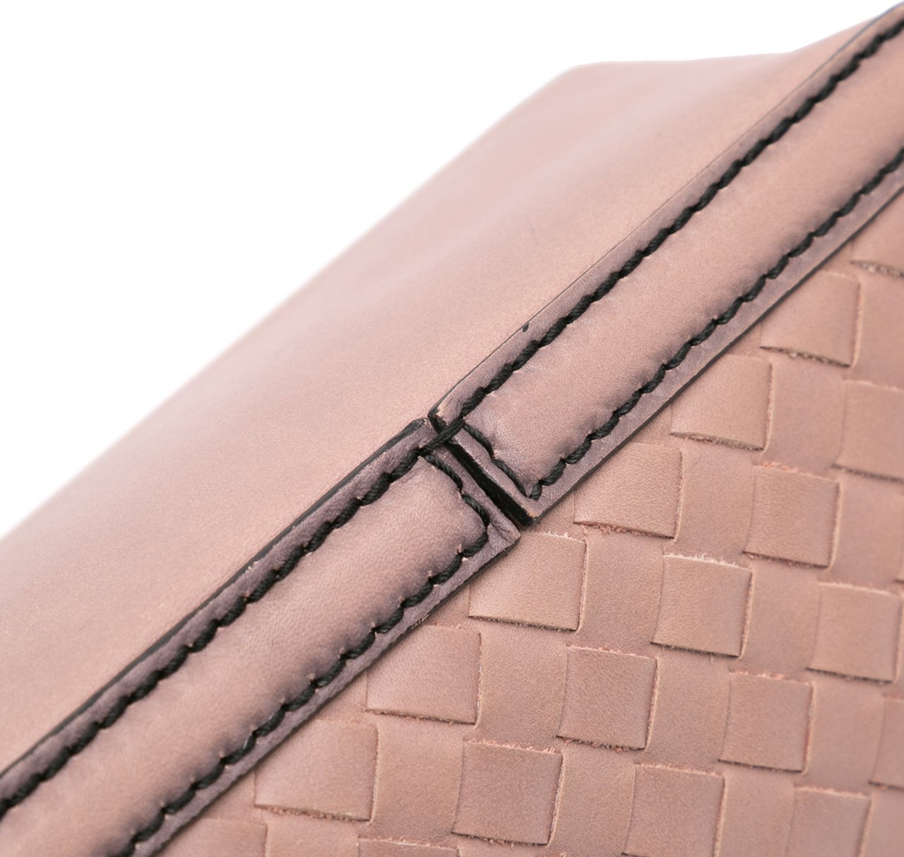 Bottega Veneta Nappa Intrecciato Mirror Lens Shoulder Bag Roze
