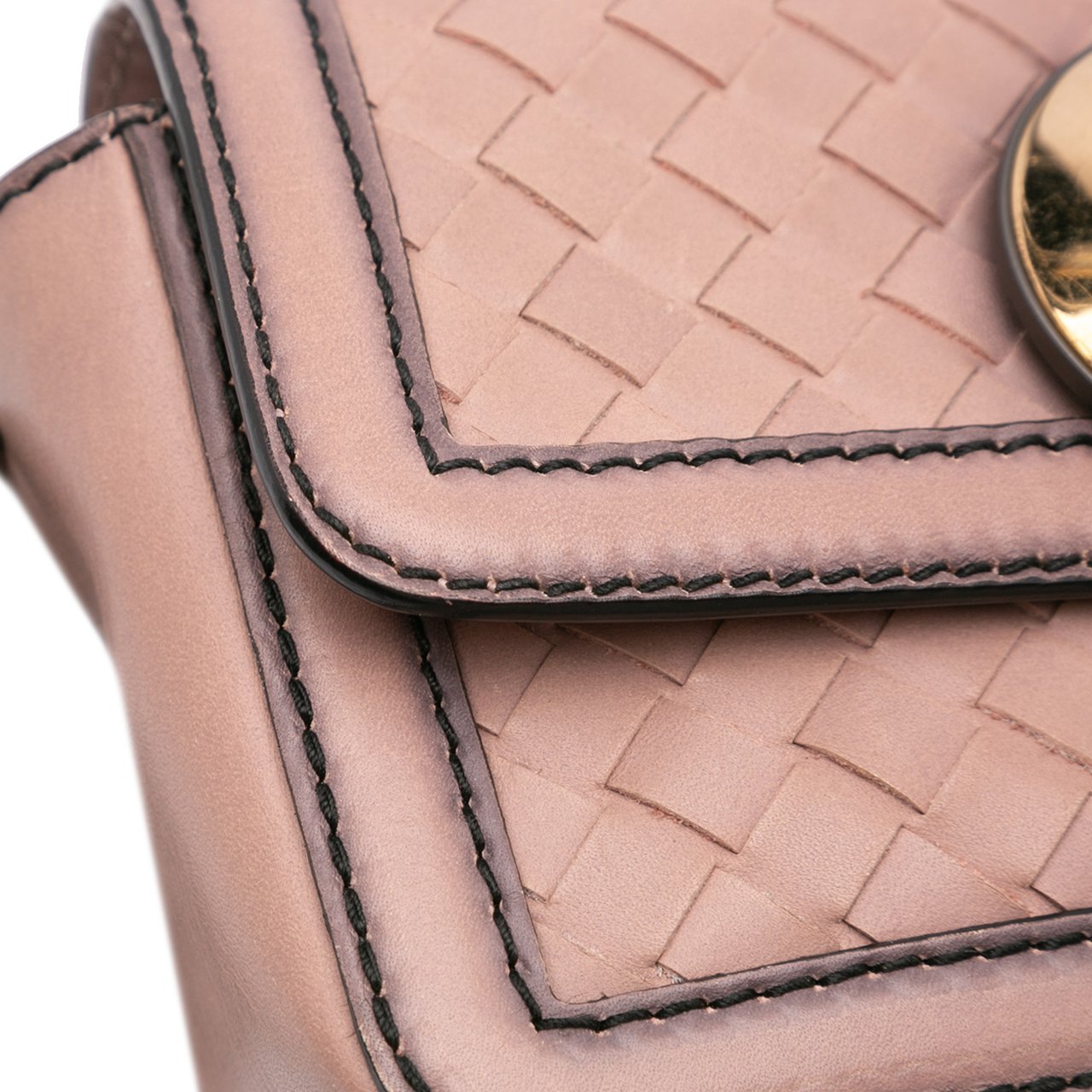 Bottega Veneta Nappa Intrecciato Mirror Lens Shoulder Bag Roze