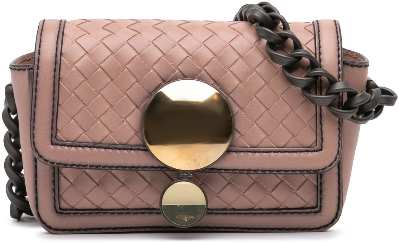 Bottega Veneta Nappa Intrecciato Mirror Lens Shoulder Bag Roze