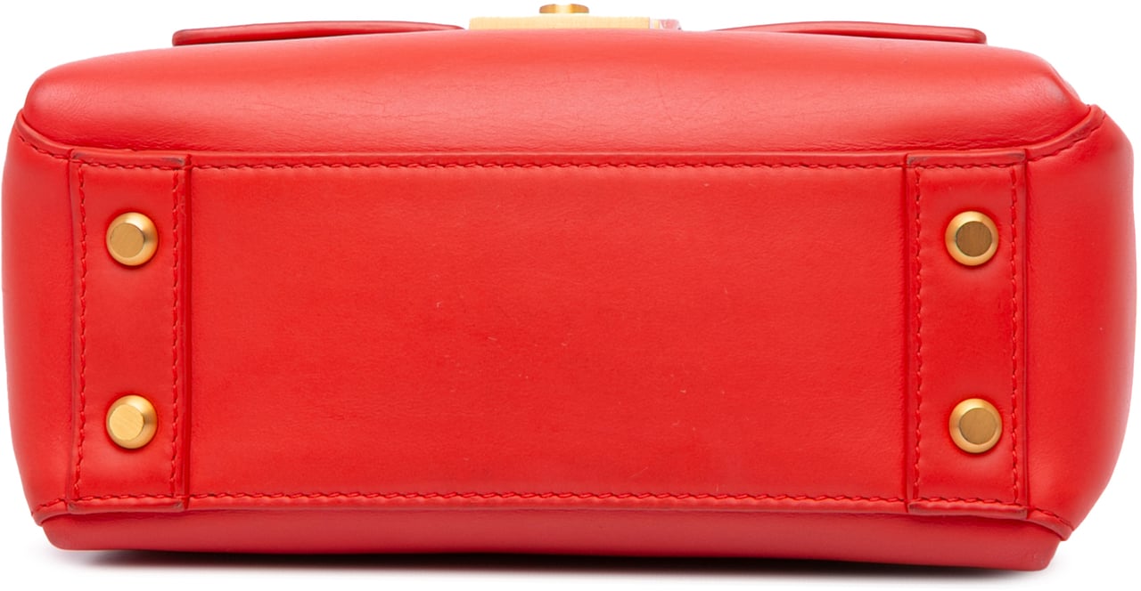 Bottega Veneta Mini Leather Piazza Top Handle Satchel Rood