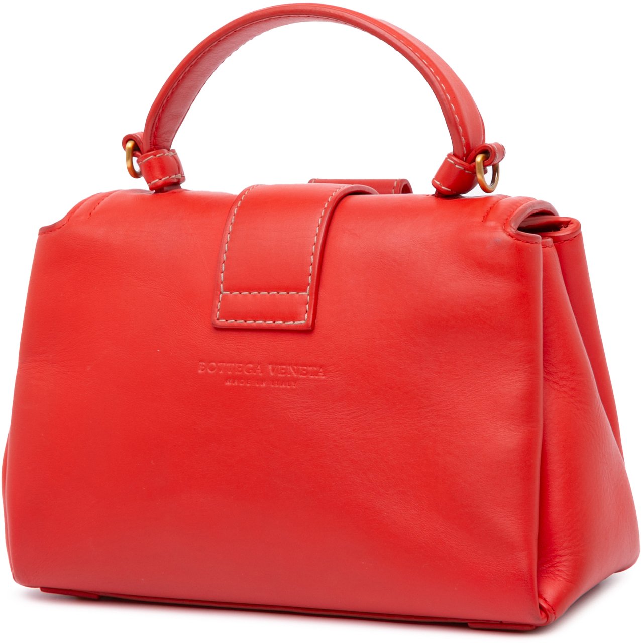 Bottega Veneta Mini Leather Piazza Top Handle Satchel Rood