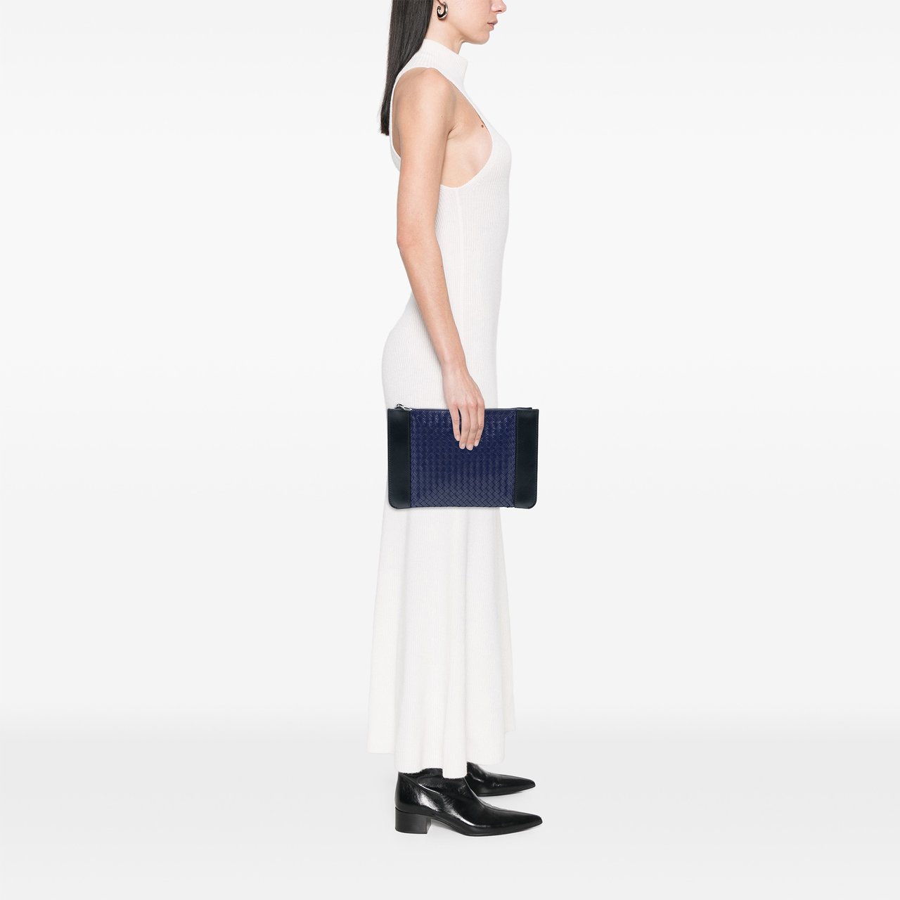 Bottega Veneta Bicolor Nappa Intrecciato Clutch Blauw