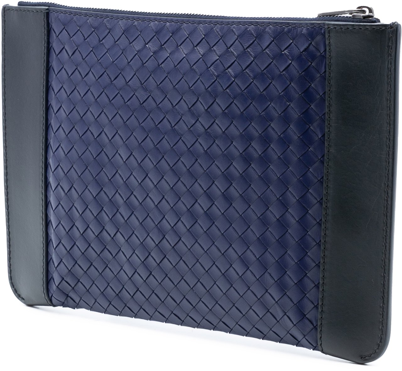 Bottega Veneta Bicolor Nappa Intrecciato Clutch Blauw