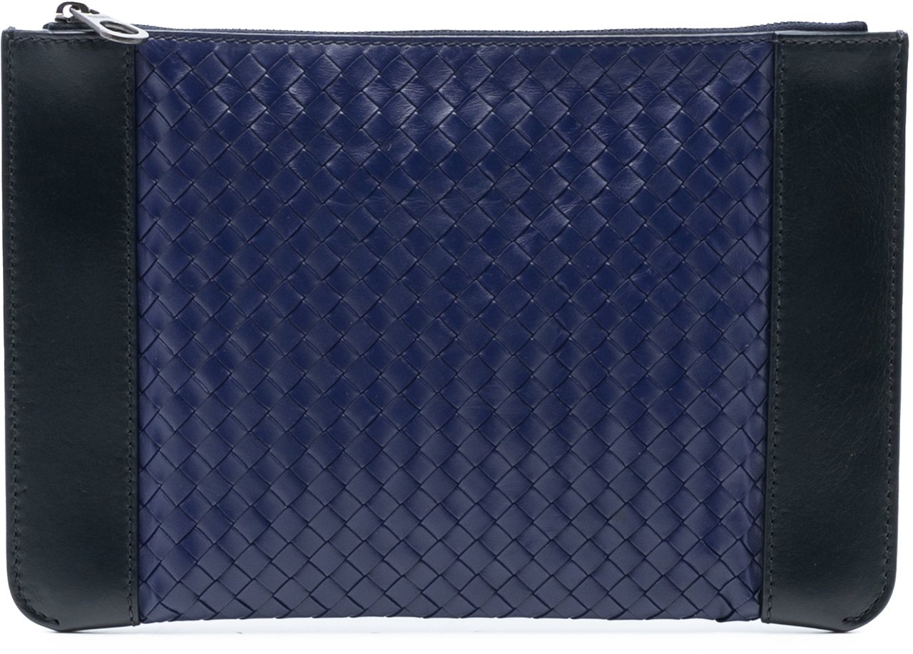Bottega Veneta Bicolor Nappa Intrecciato Clutch Blauw