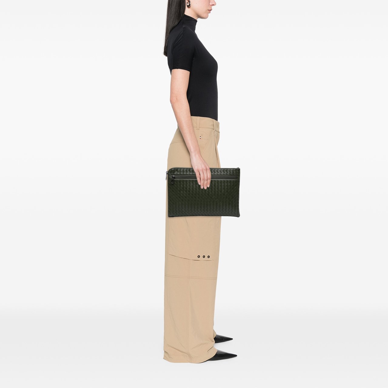Bottega Veneta Nappa Intrecciato Clutch Groen