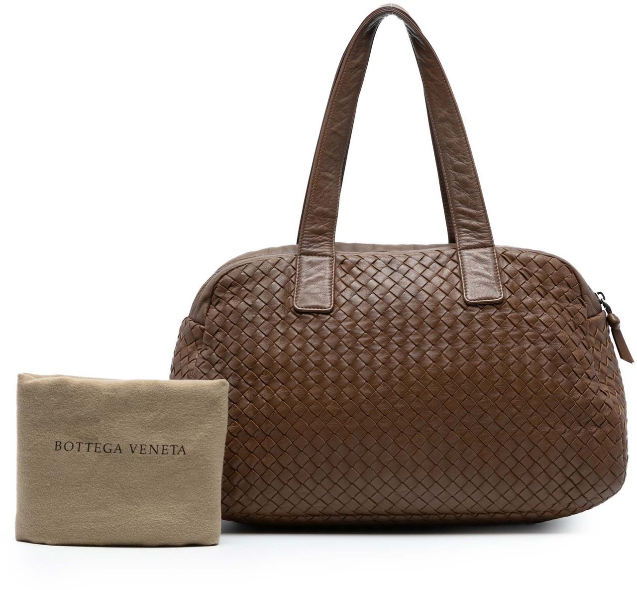 Bottega Veneta Nappa Intrecciato Shoulder Bag Bruin
