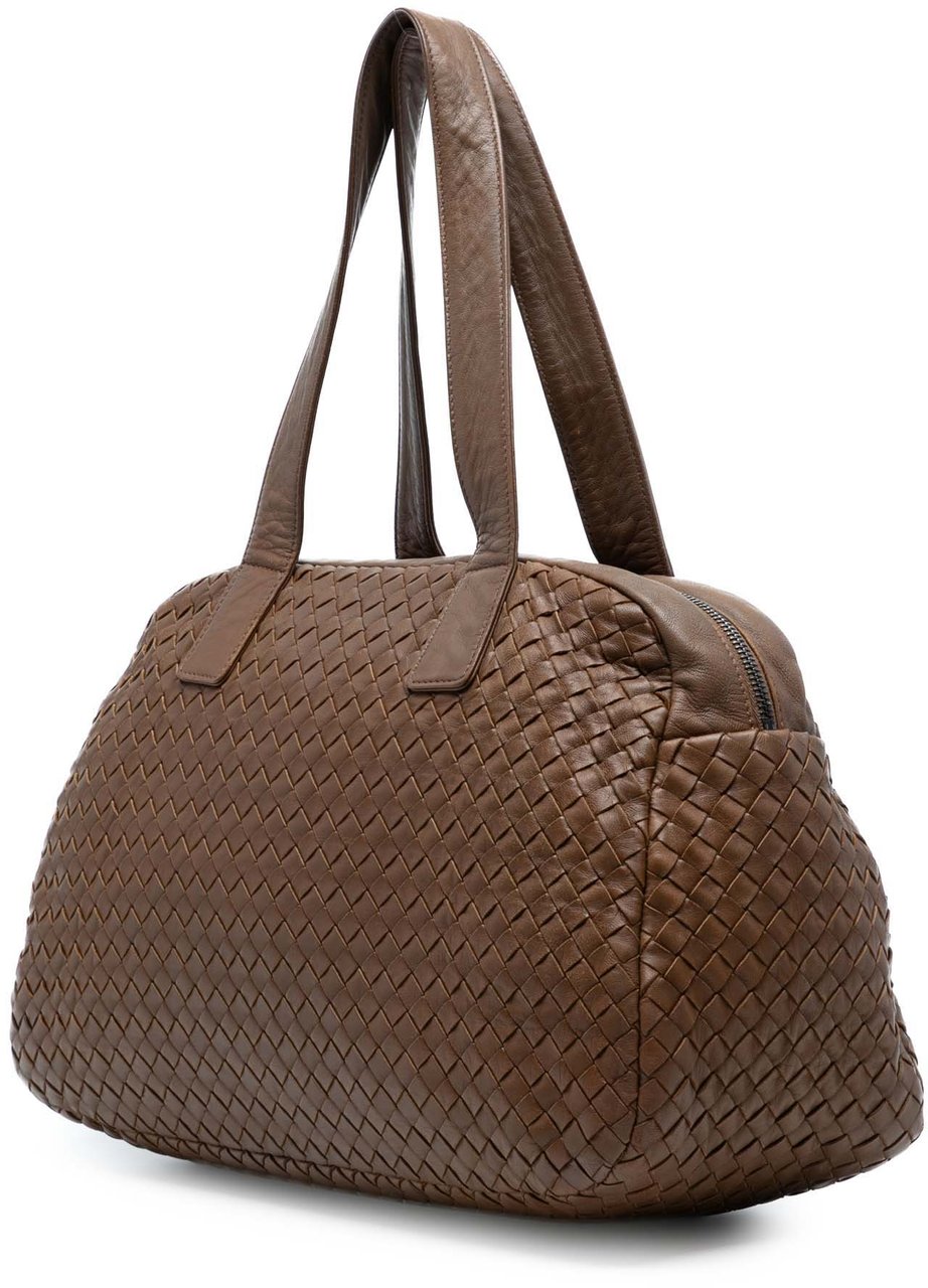 Bottega Veneta Nappa Intrecciato Shoulder Bag Bruin