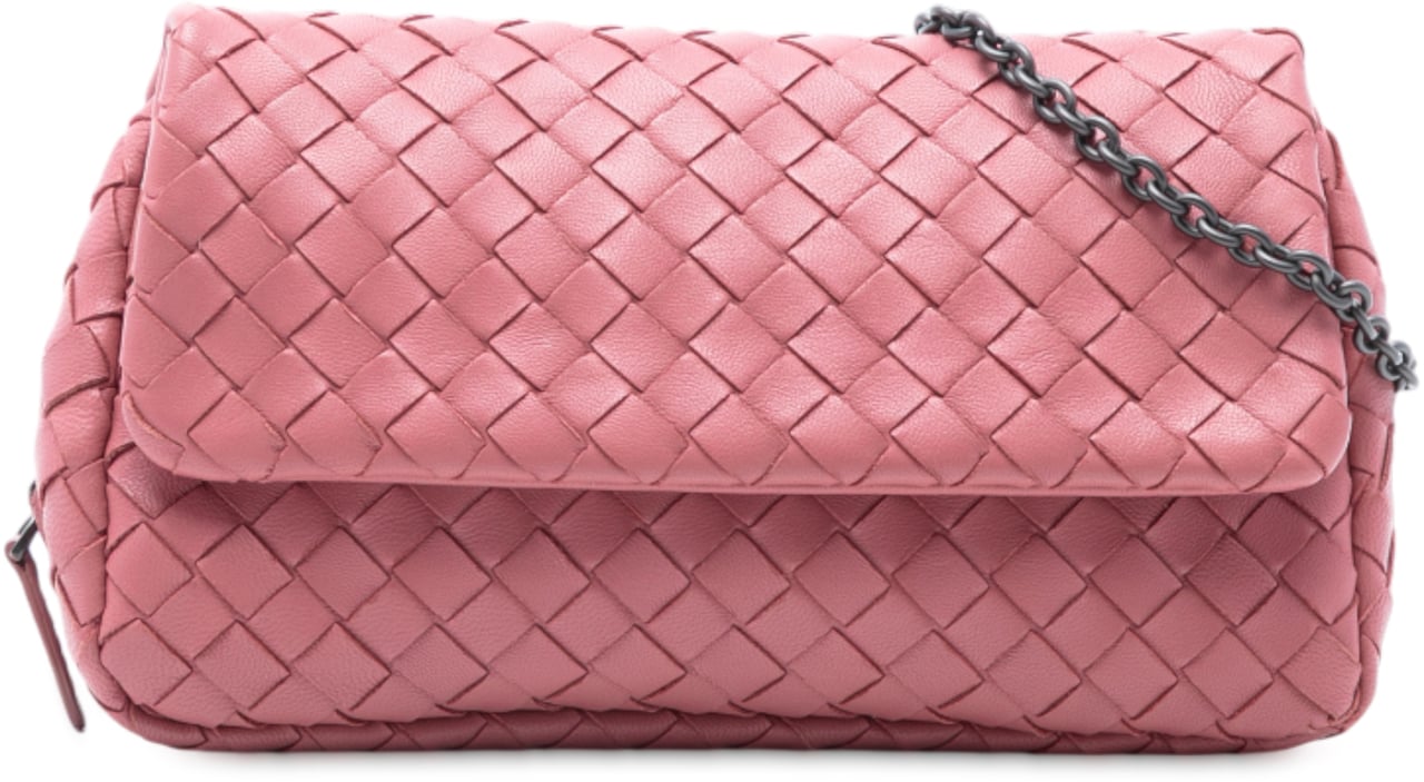 Bottega Veneta Mini Nappa Intrecciato Expandable Chain Crossbody Roze