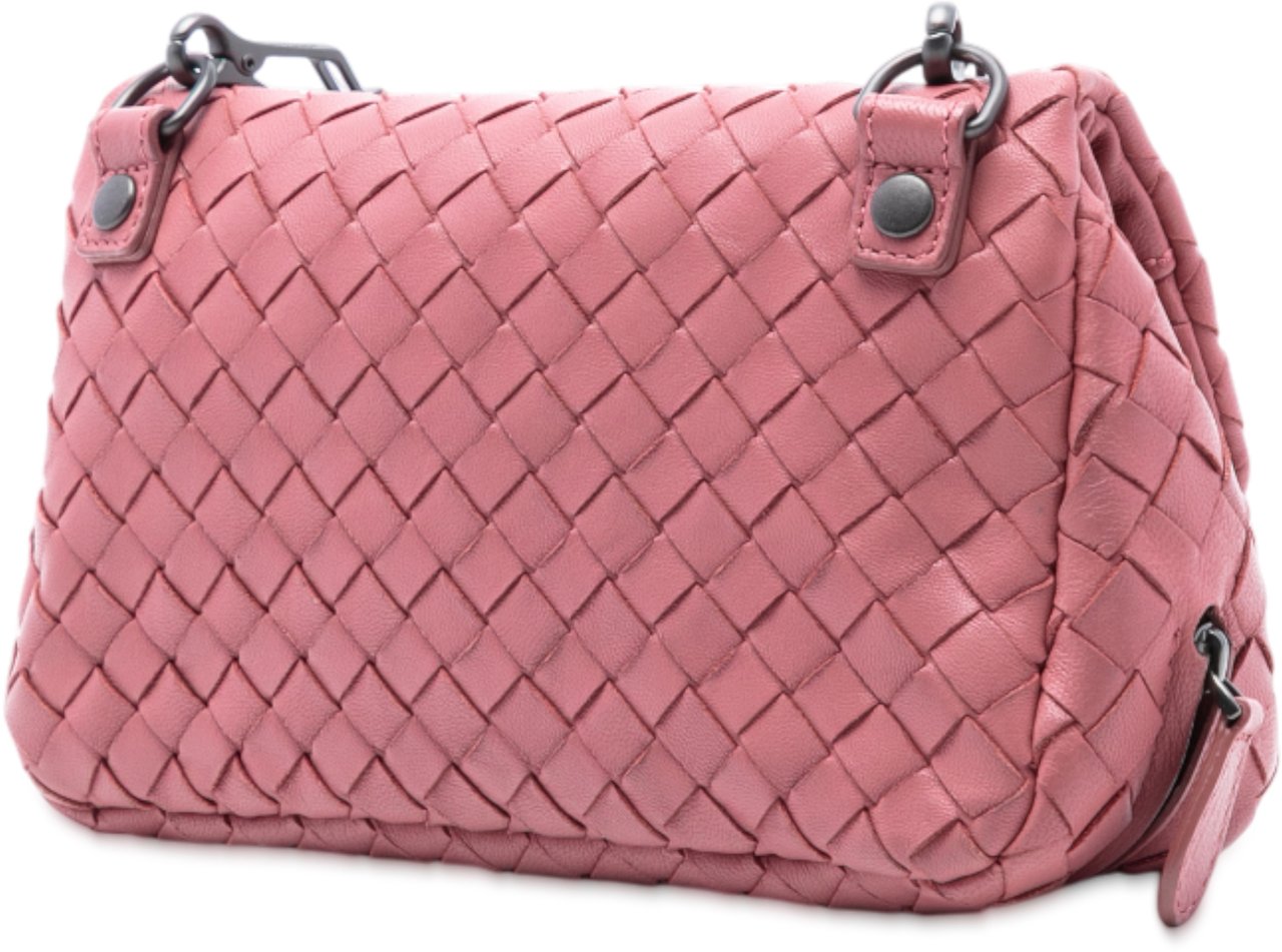 Bottega Veneta Mini Nappa Intrecciato Expandable Chain Crossbody Roze