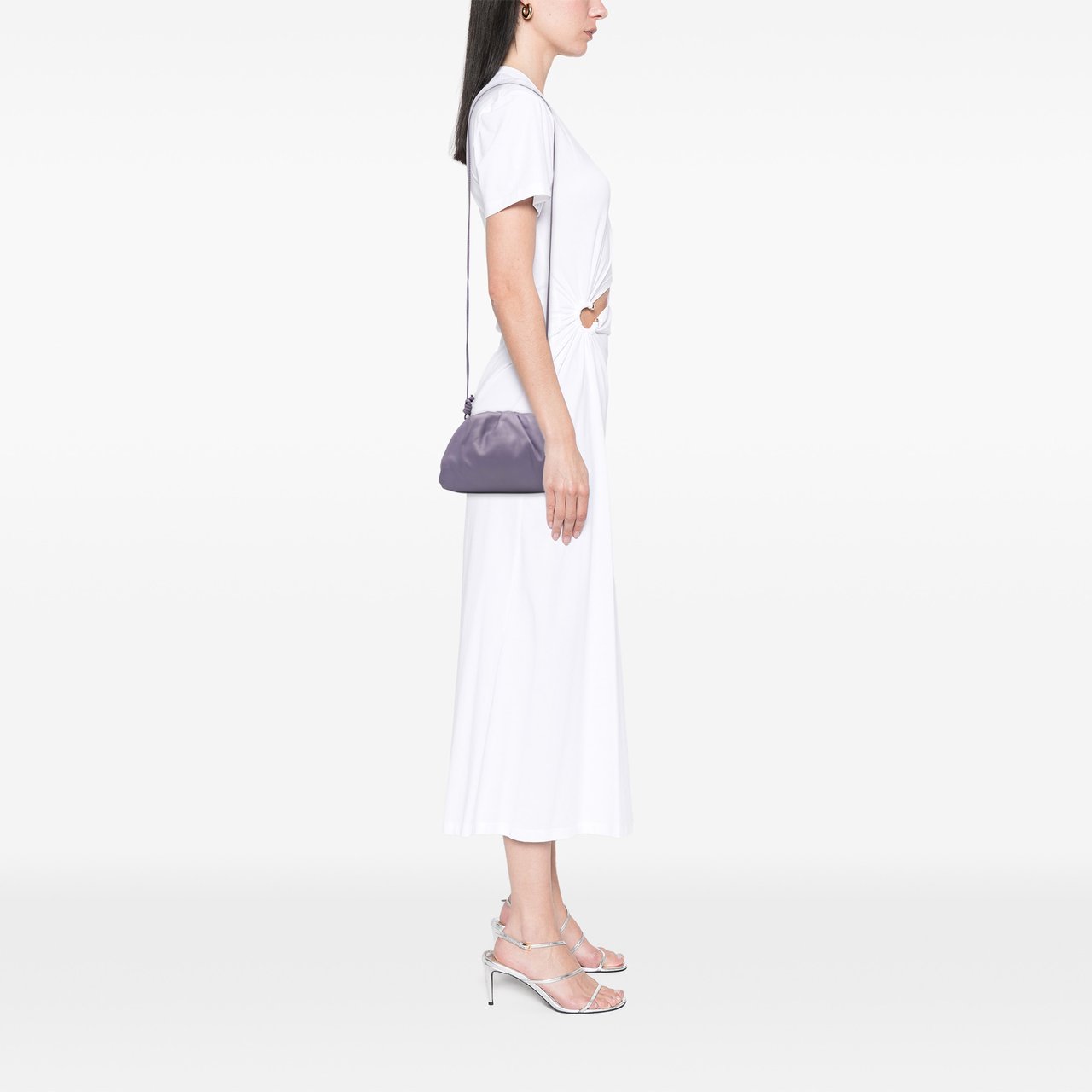 Bottega Veneta Lambskin The Mini Pouch Crossbody Paars