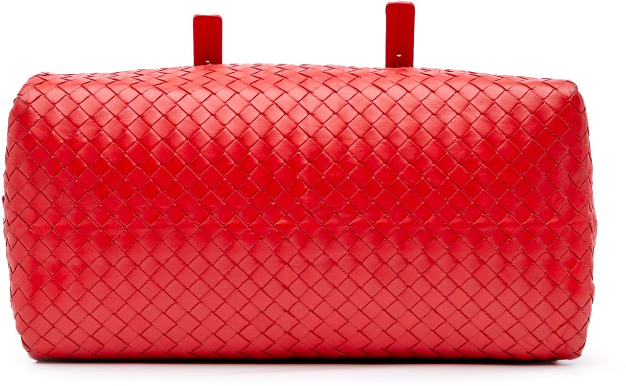 Bottega Veneta Nappa Intrecciato Boston Bag Rood