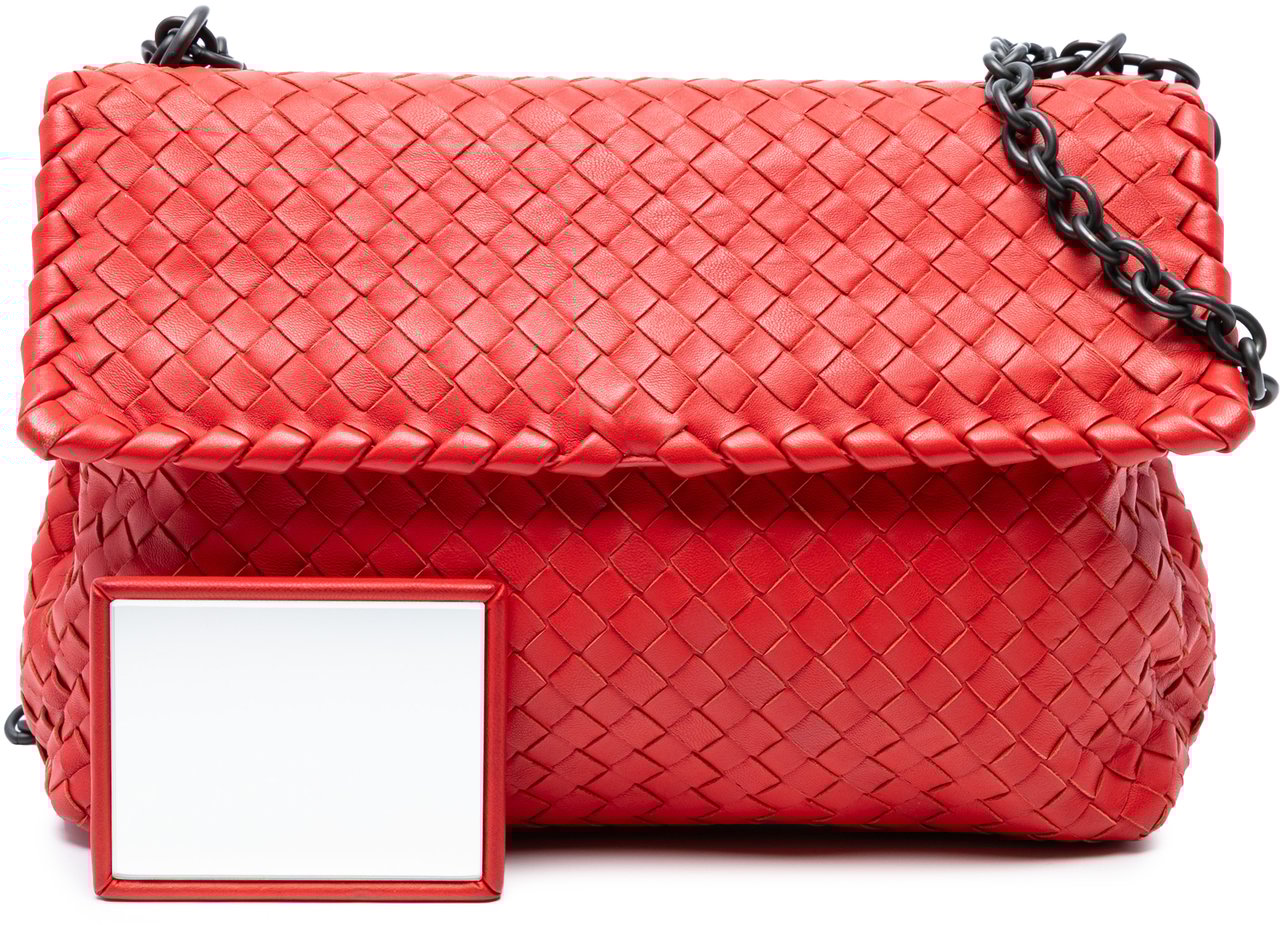 Bottega Veneta Medium Nappa Intrecciato Olimpia Shoulder Bag Rood