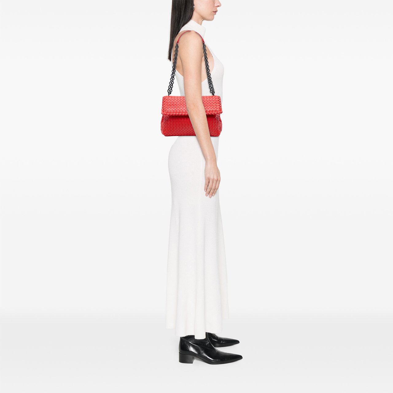 Bottega Veneta Medium Nappa Intrecciato Olimpia Shoulder Bag Rood