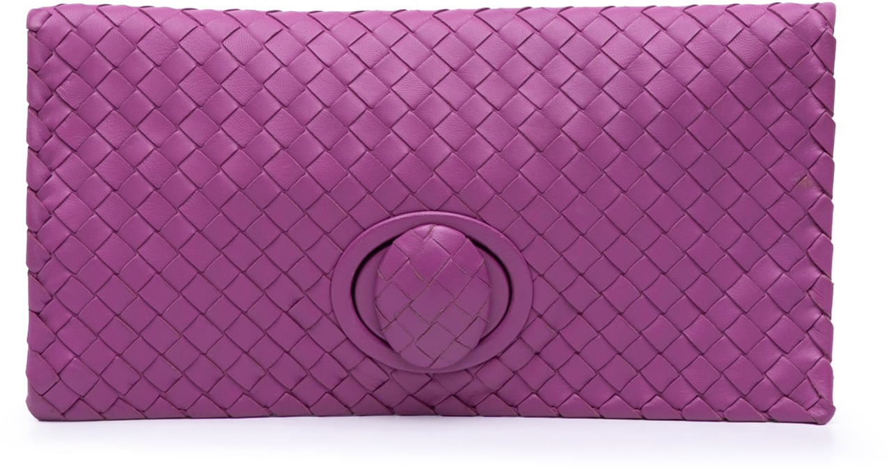 Bottega Veneta Nappa Intrecciato Turn Lock Clutch Paars